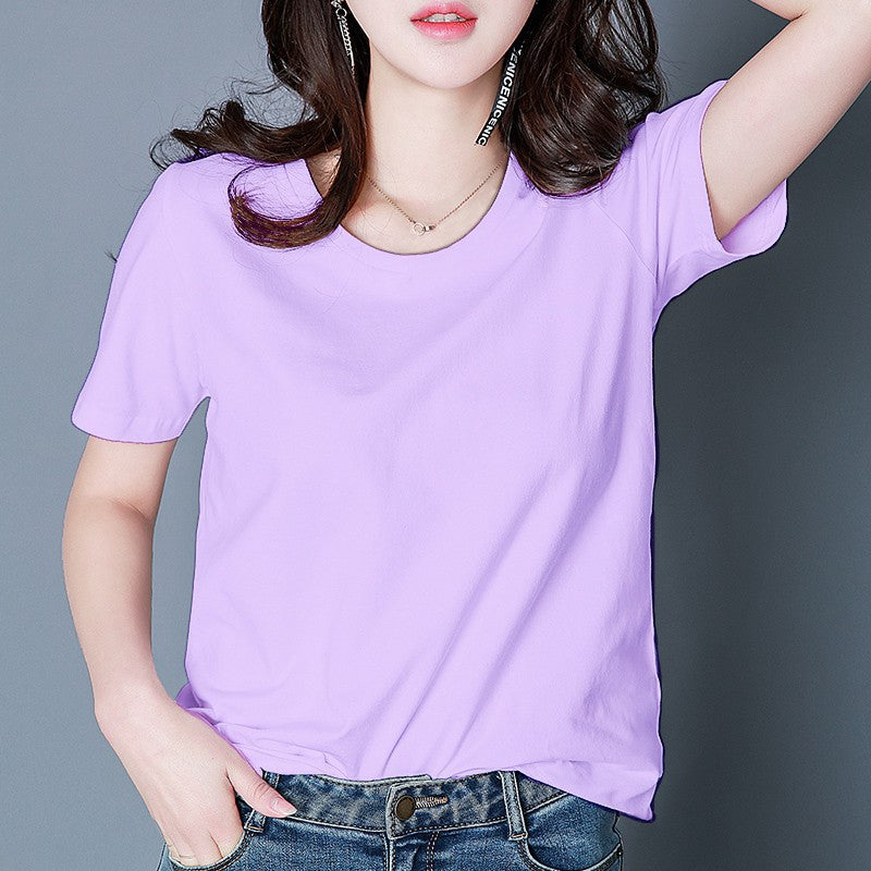 Women's Summer Korean Style White Short-sleeved T-shirt Blouses