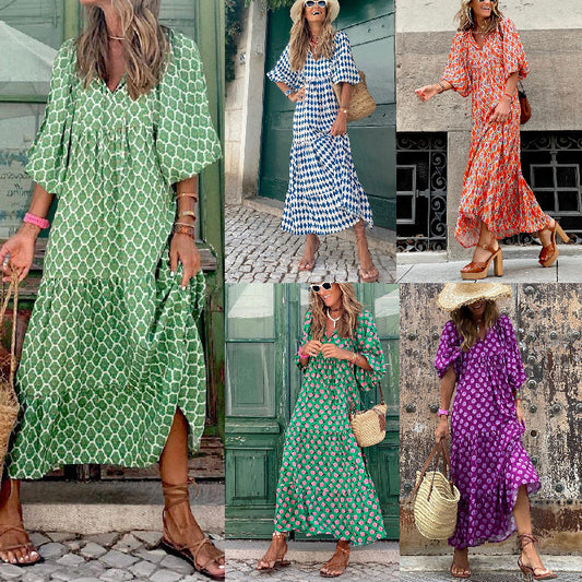 Women's Summer Digital Printed Long Bohemian For Dresses