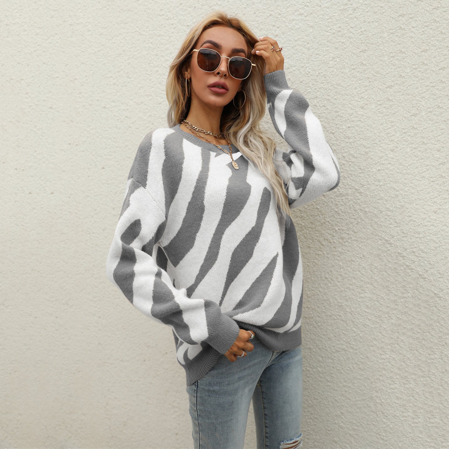 Women's Winter Striped Personality Fashion Knitted Pullover Sweaters