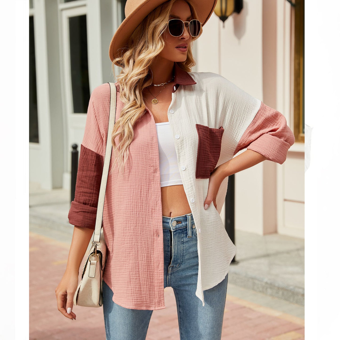 Women's Casual Collar Long Sleeve Button-down Shirt Blouses