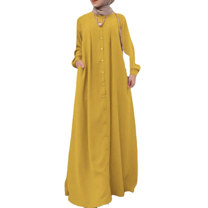 Women's Muslim Long Dress Autumn Loose Temperament Commuter Dresses