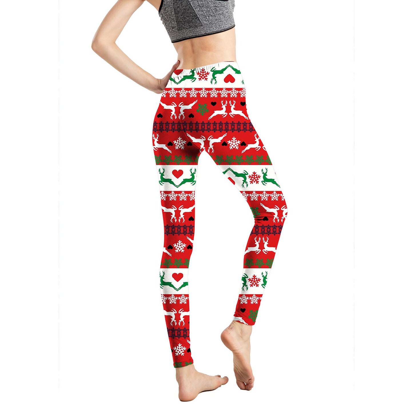 Christmas Holiday Printed Cropped Fitness Sports Pants