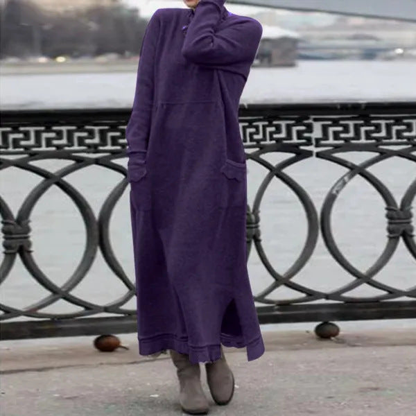 Autumn Loose Oversized Knit Brushed Hoody Dresses