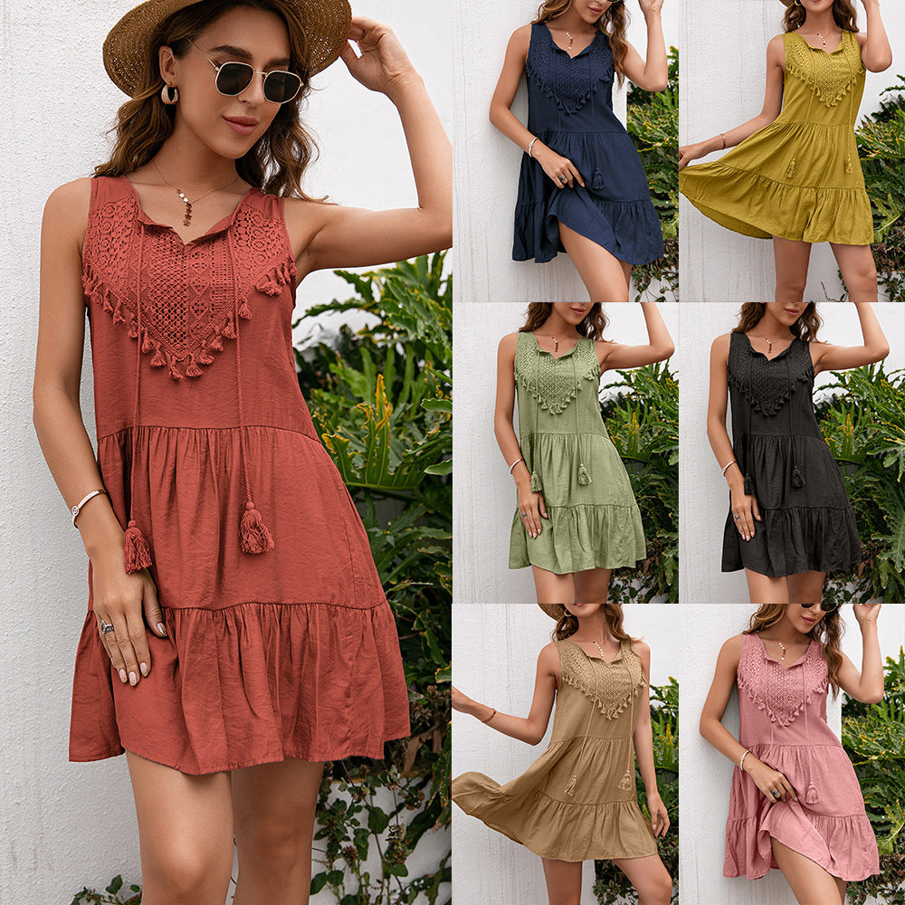 Women's Summer Loose Sexy Solid Color Super Dresses