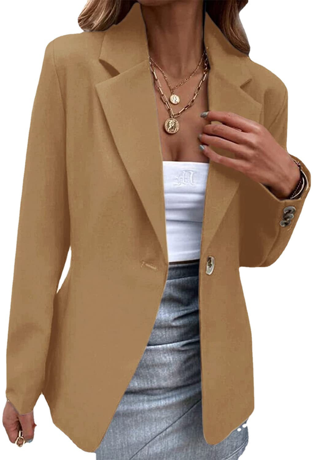 Women's Casual Long-sleeved Solid Color Button Coats