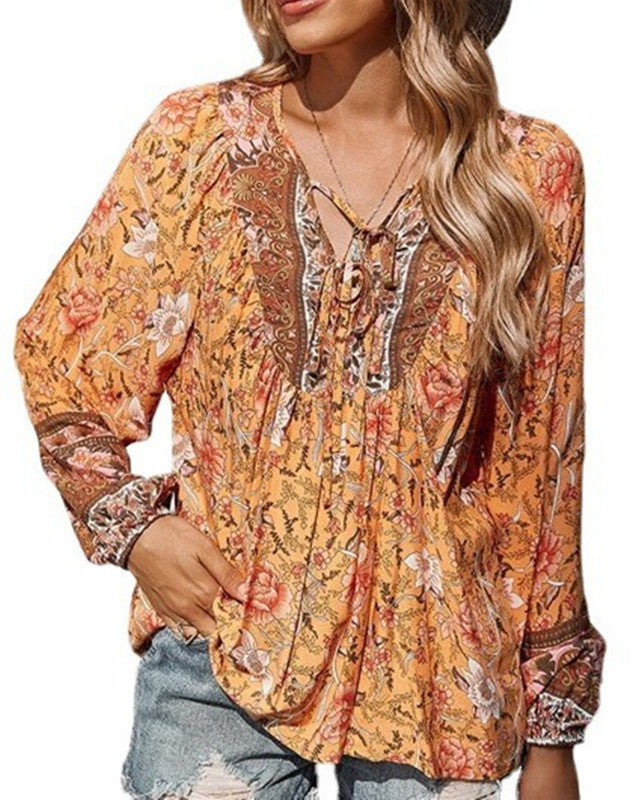 Women's Printed Casual Loose Thin T-shirt Blouses