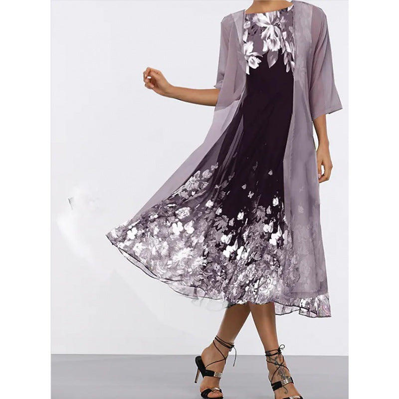 Glamorous Dress Chiffon Printed Slimming Long Dresses