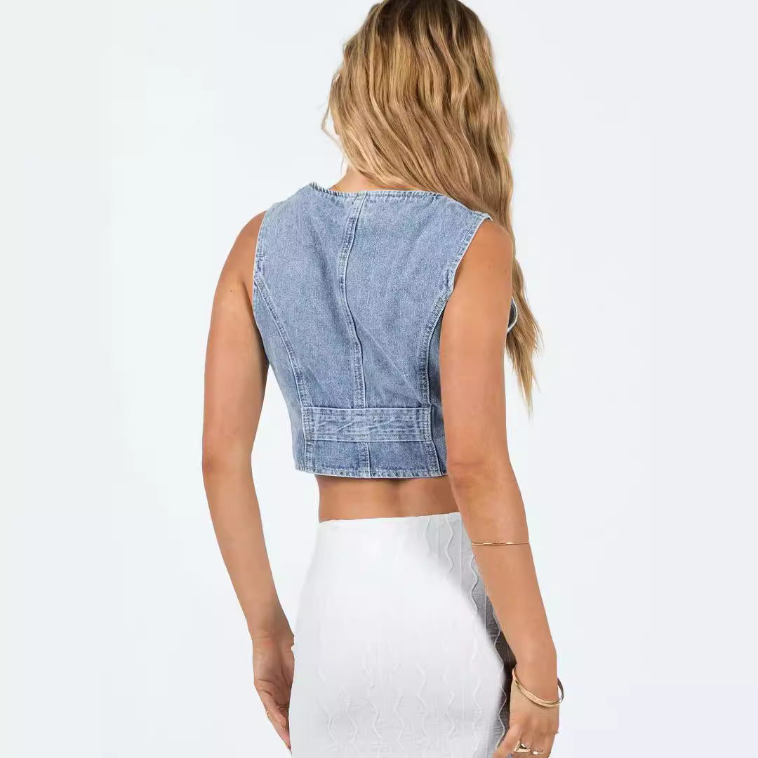 Women's Unique Durable Versatile Denim Hot Vests