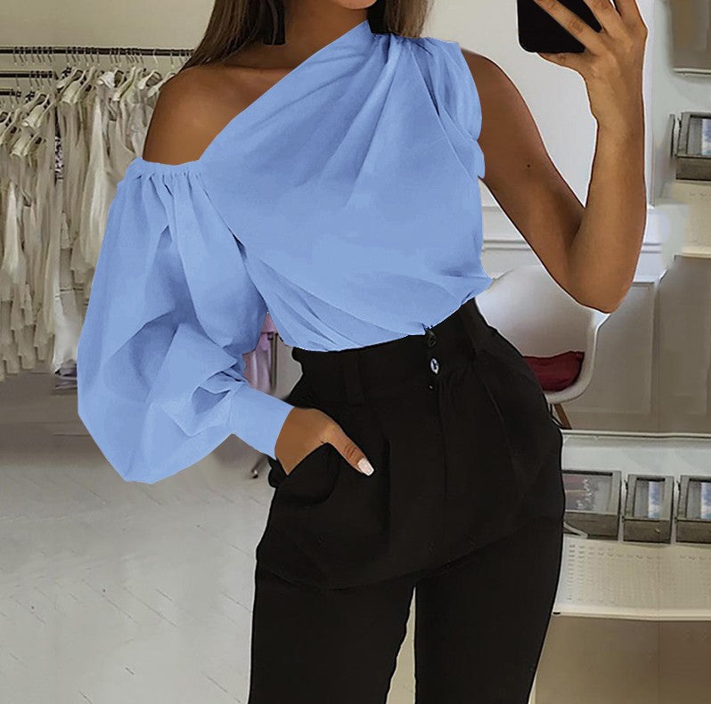 Women's And Right Asymmetric One Sleeve Loose Blouses