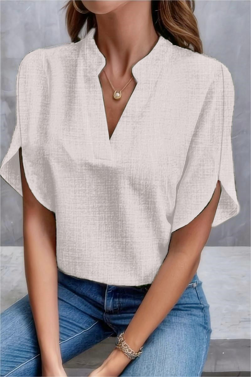 Women's Summer Solid Color Loose Linen Shirt Blouses