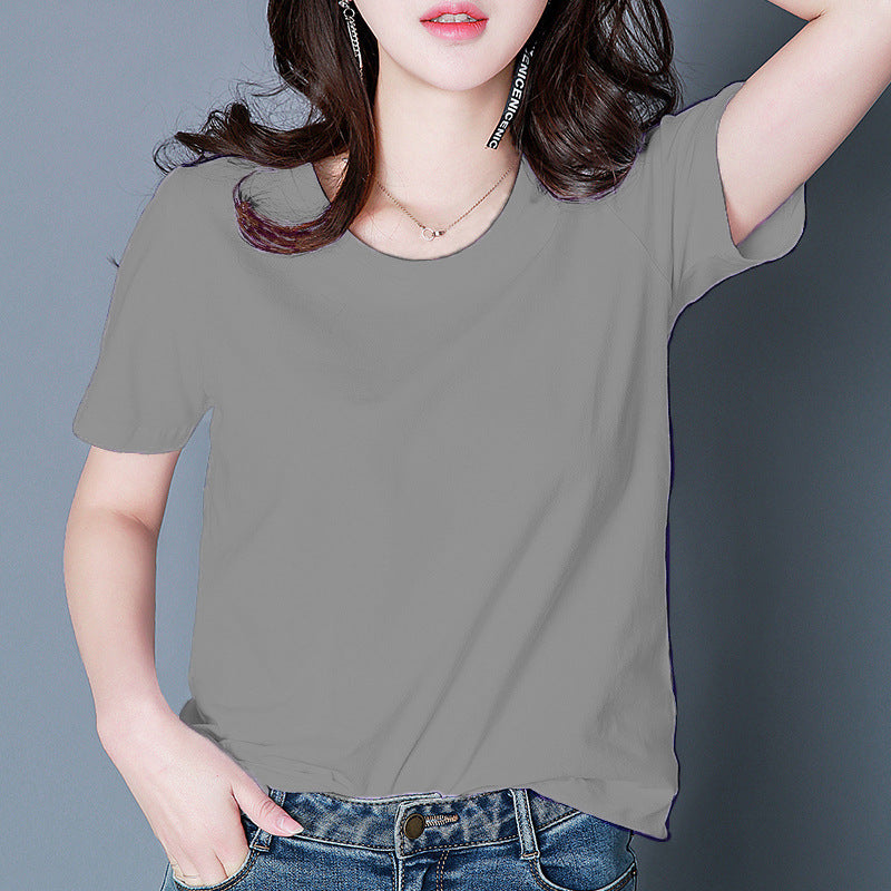 Women's Summer Korean Style White Short-sleeved T-shirt Blouses