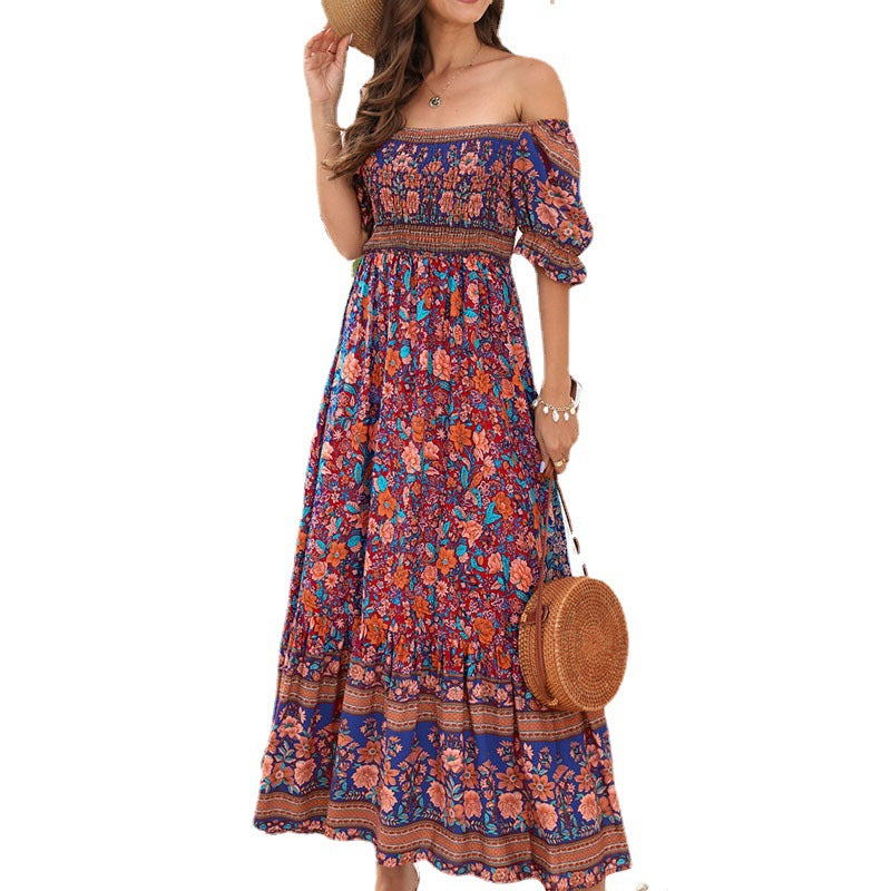 Bohemian Beach Holiday Dress Puff Sleeve Dresses