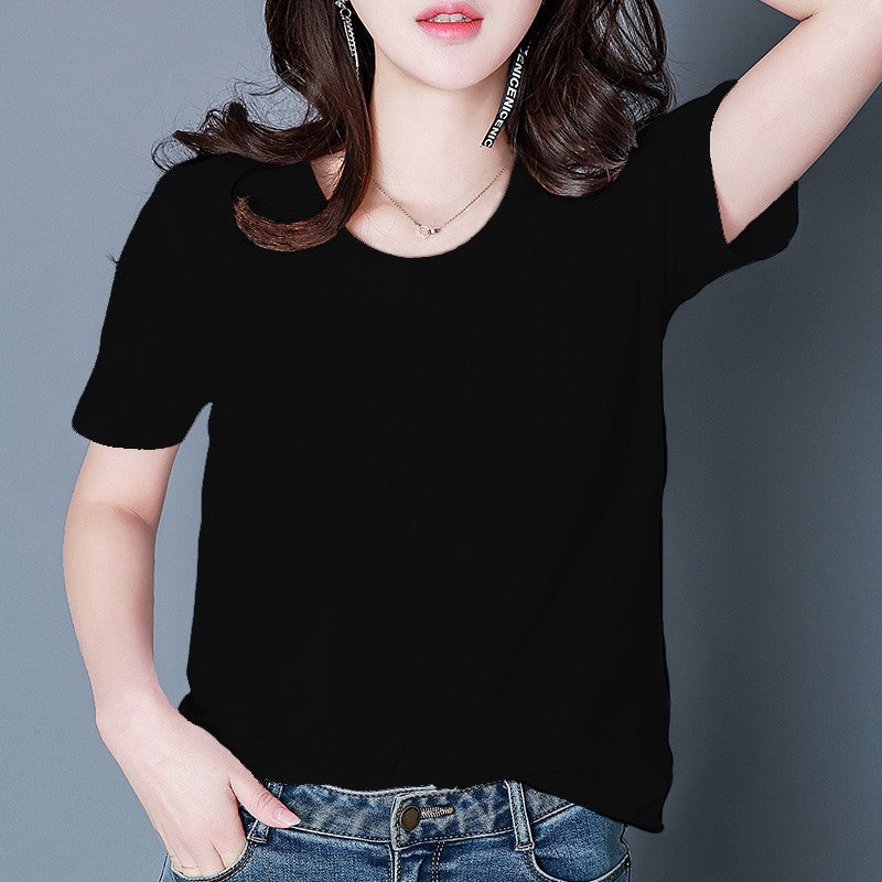 Women's Summer Korean Style White Short-sleeved T-shirt Blouses