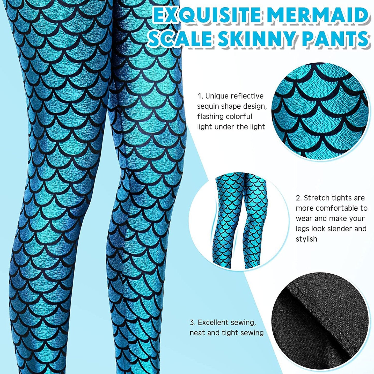 Halloween Shiny Scale Mermaid Stretch Soft Leggings