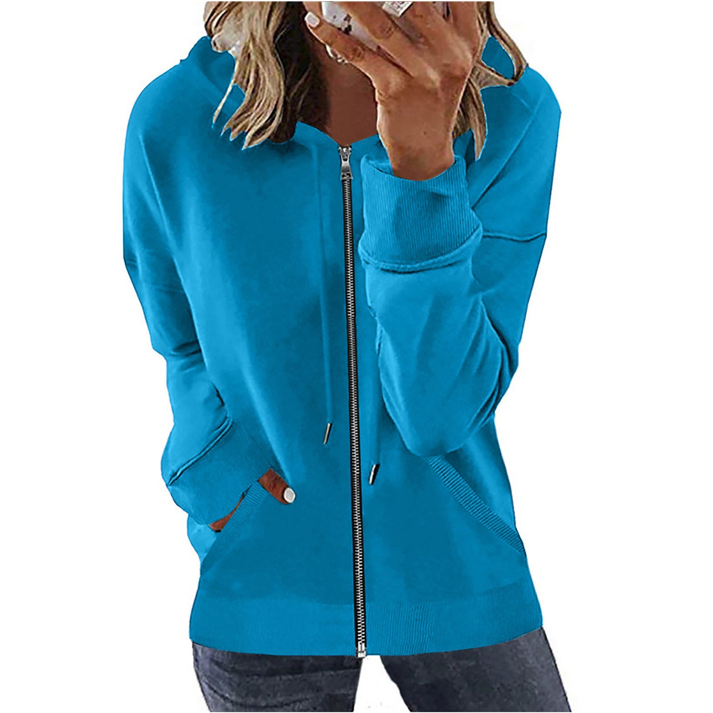 Women's Autumn Pocket Long Sleeve Hooded Tracksuit Sweaters