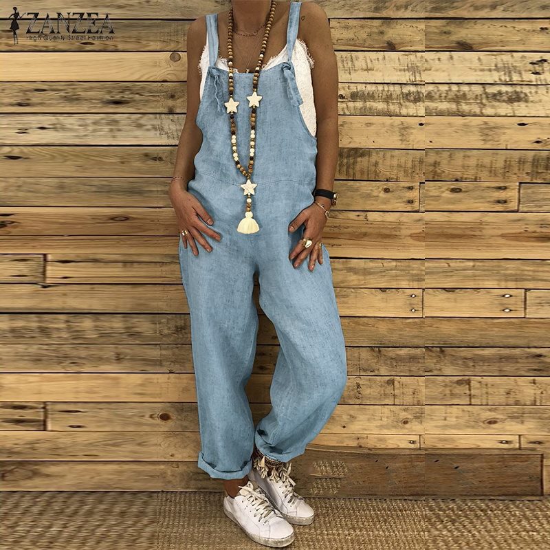 Women's Fashion Casual Loose Suspender Overalls Jumpsuits