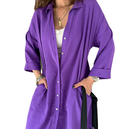 Shirt Dress Loose Single-breasted Idle Style Dresses