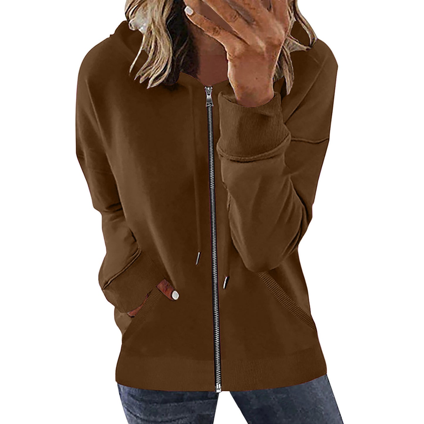 Women's Autumn Pocket Long Sleeve Hooded Tracksuit Sweaters