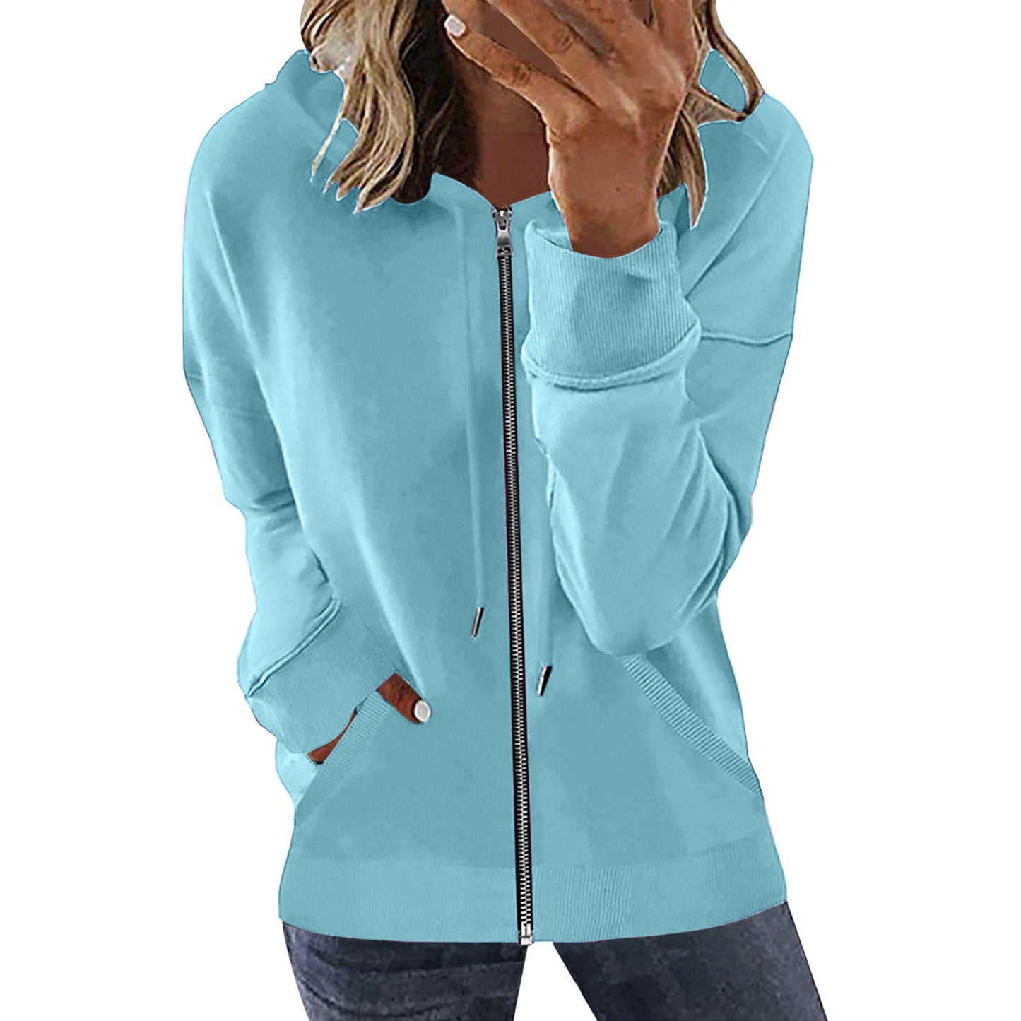 Women's Autumn Pocket Long Sleeve Hooded Tracksuit Sweaters