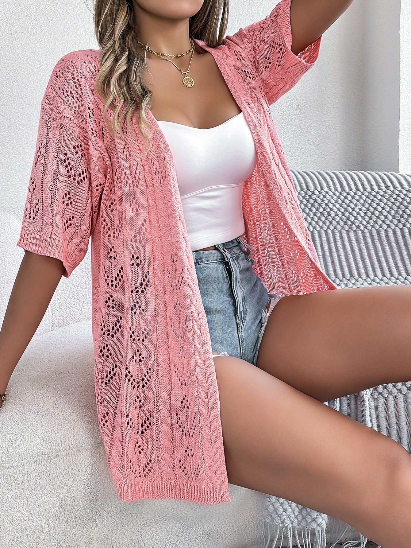 Women's Short-sleeved Knitted Holiday Sun Protection Shirt Cardigans