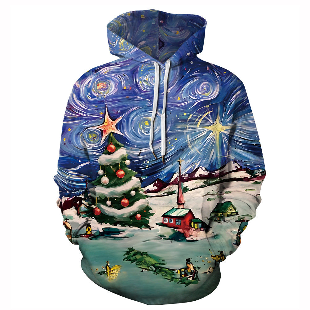 Women's & Men's & Autumn Digital Printed Christmas And Loose Couple Sweaters