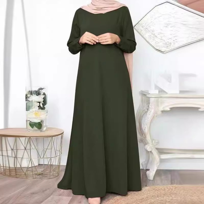 Muslim Solid Color Loose Pullover Leisure Elegant Long Clothing