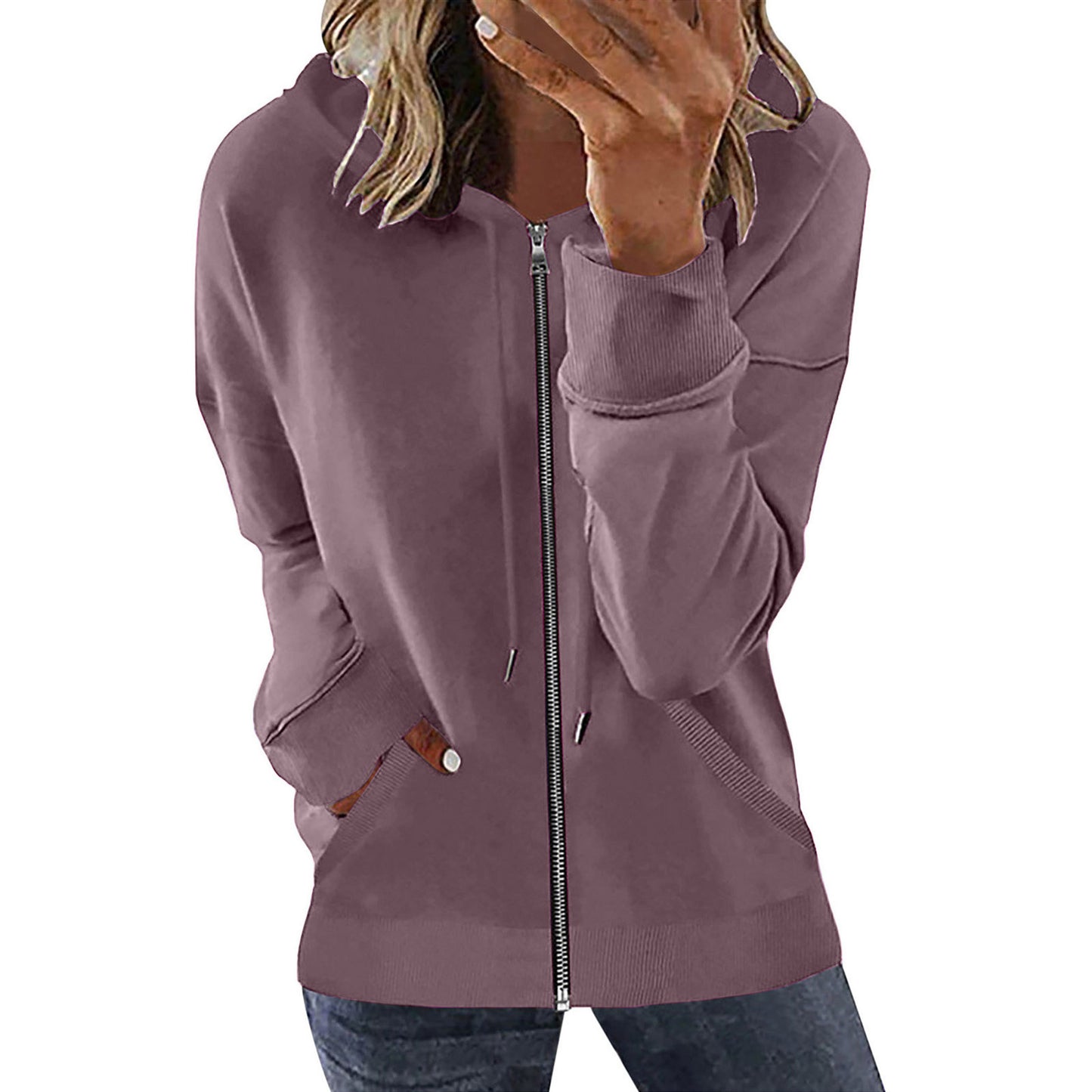 Women's Autumn Pocket Long Sleeve Hooded Tracksuit Sweaters