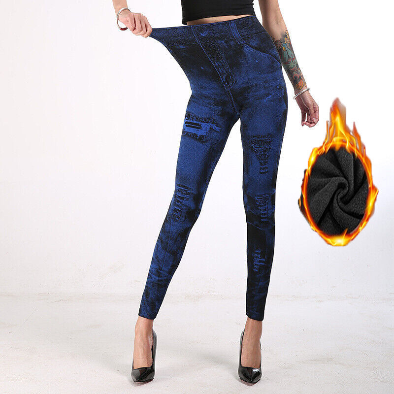 Women's Imitation Denim Hip Lifting Super Stretch Leggings