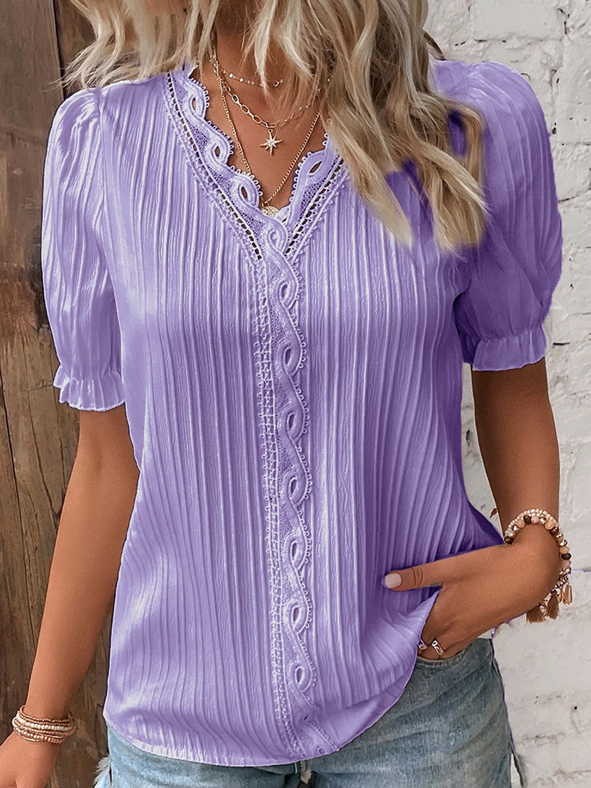 Women's Summer Holiday Fashion Short-sleeved Shirt Blouses