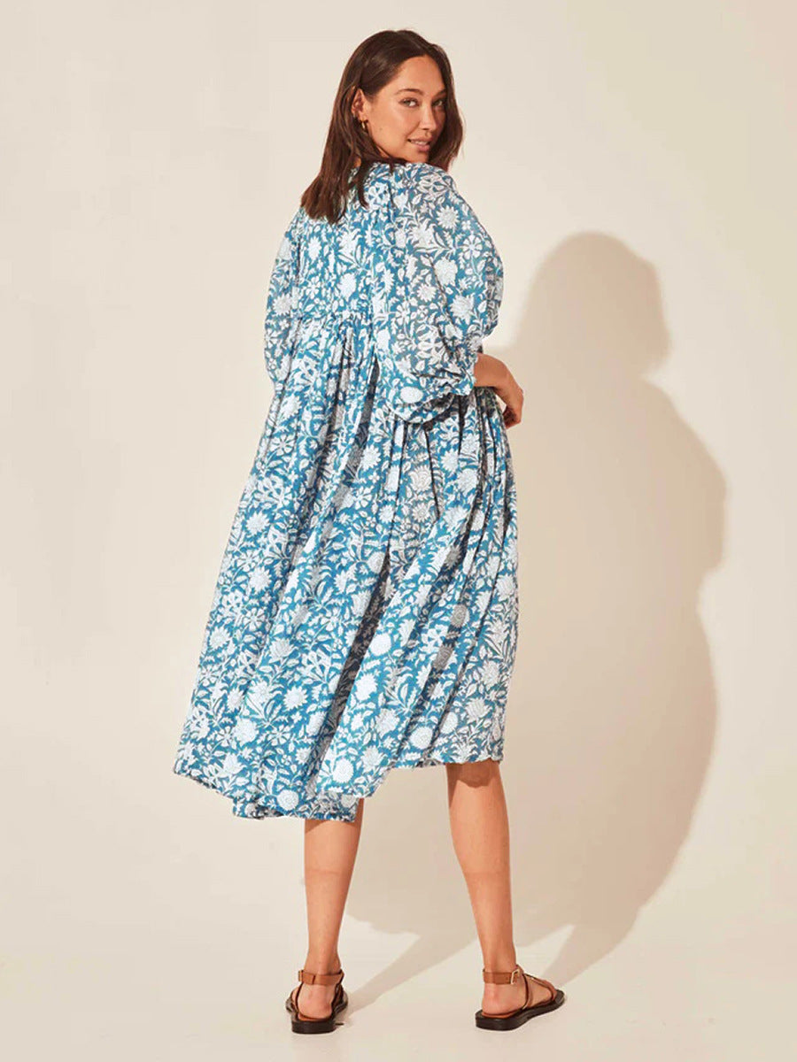 Women's Floral Loose Half Sleeve Summer Rayon Dresses