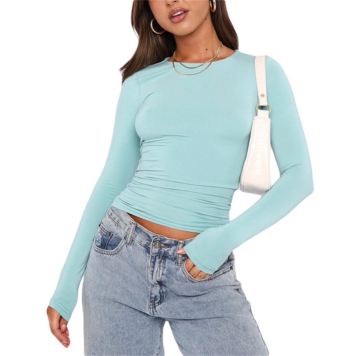 Women's T-shirt Solid Color Slim Pullover Street Blouses