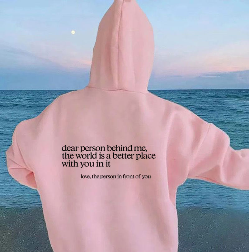 Women's Hoody Letter Slogan Printed Kangaroo Pocket Sweaters