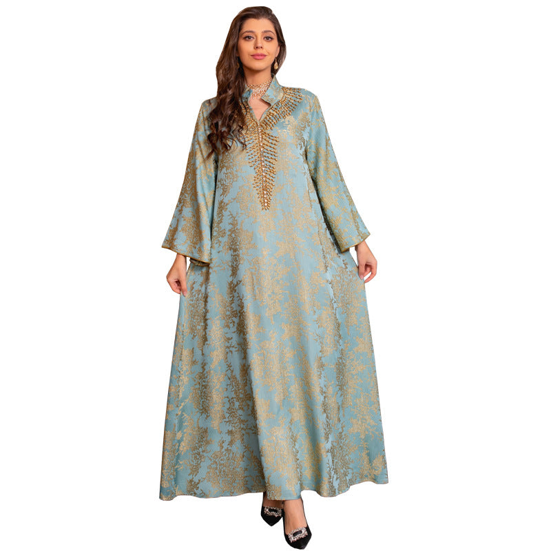 Muslim Dress Jacquard Embroidery Beaded Fashion Clothing