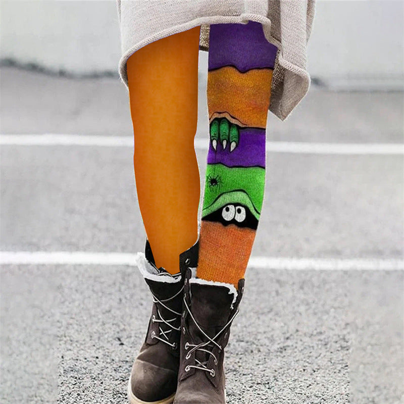 Women's Halloween Print Elastic Slim Fit Leggings