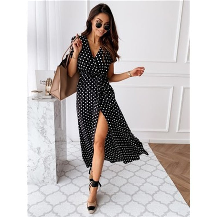 Summer Sleeve Bohemian Polka Dot Printed Dresses