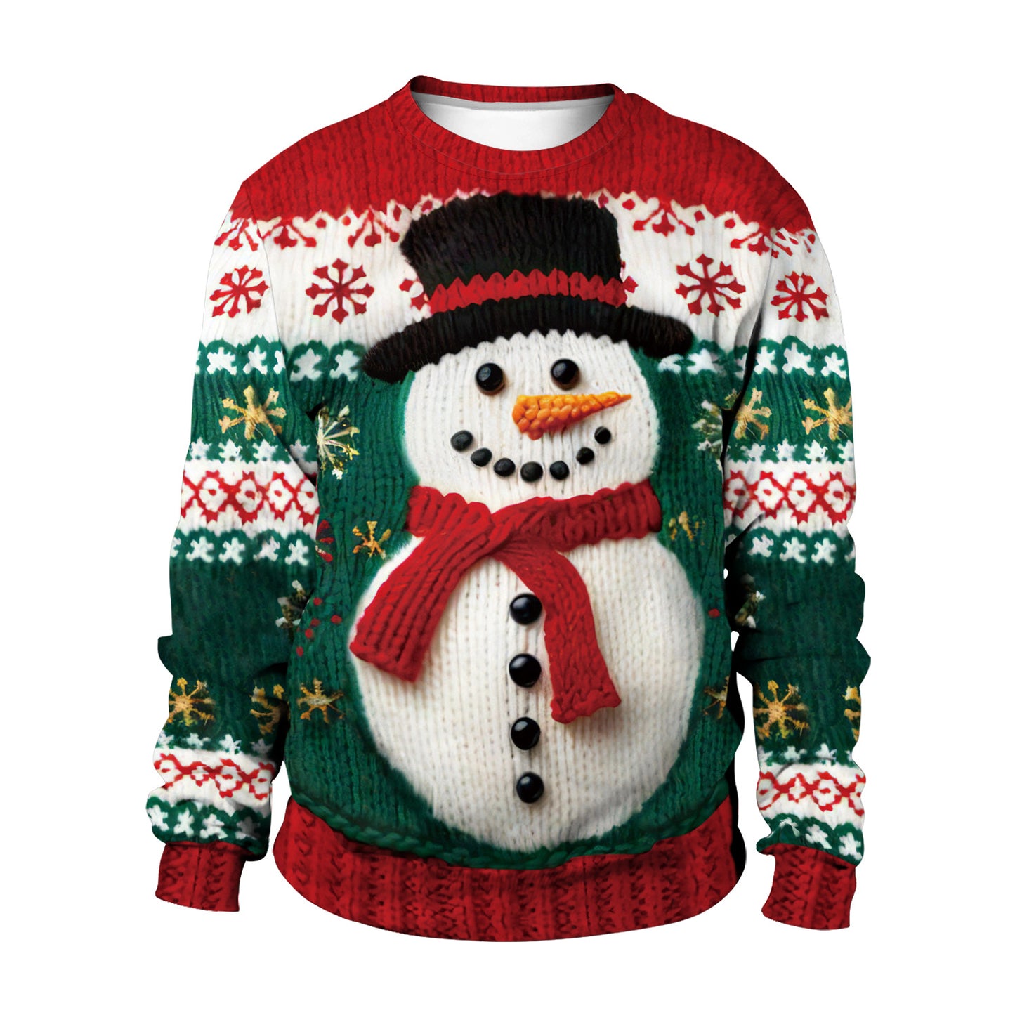 Christmas Snowman Tree Imitation Pattern Digital Sweaters