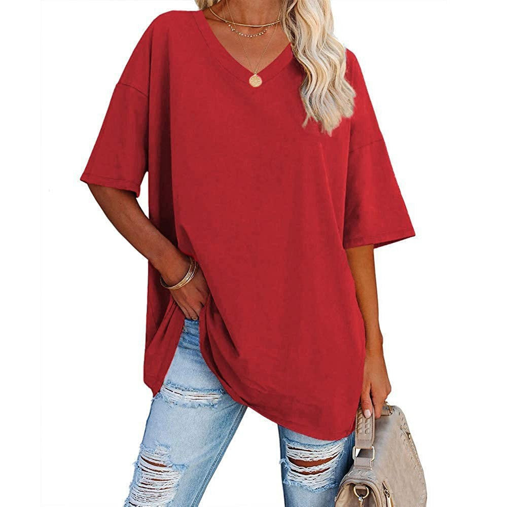 Women's Loose Half Sleeve V-neck Waist Blouses