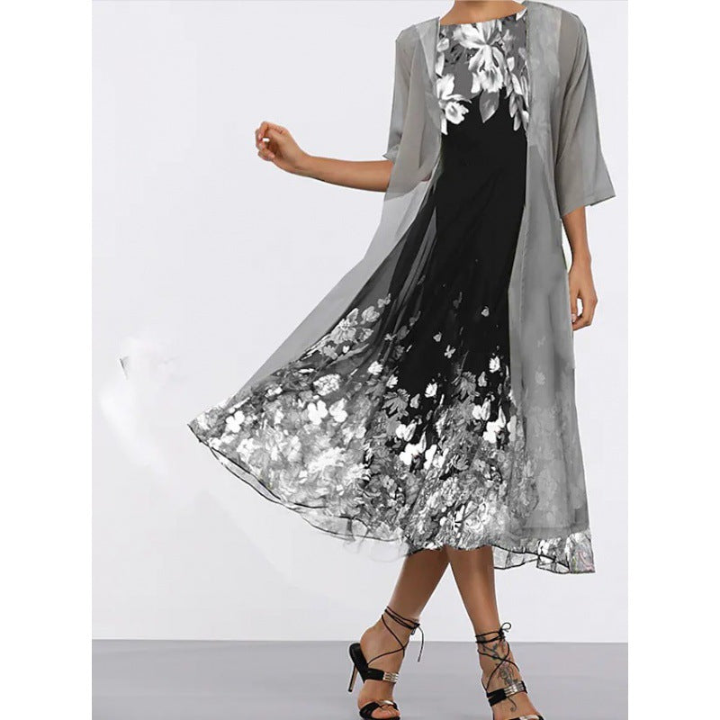 Glamorous Dress Chiffon Printed Slimming Long Dresses