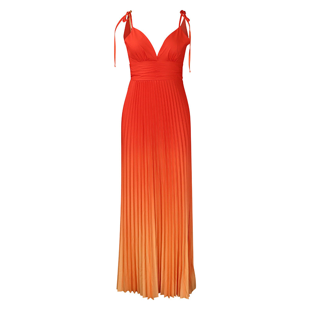 Summer Strap Backless Sexy Gradient Color Dresses