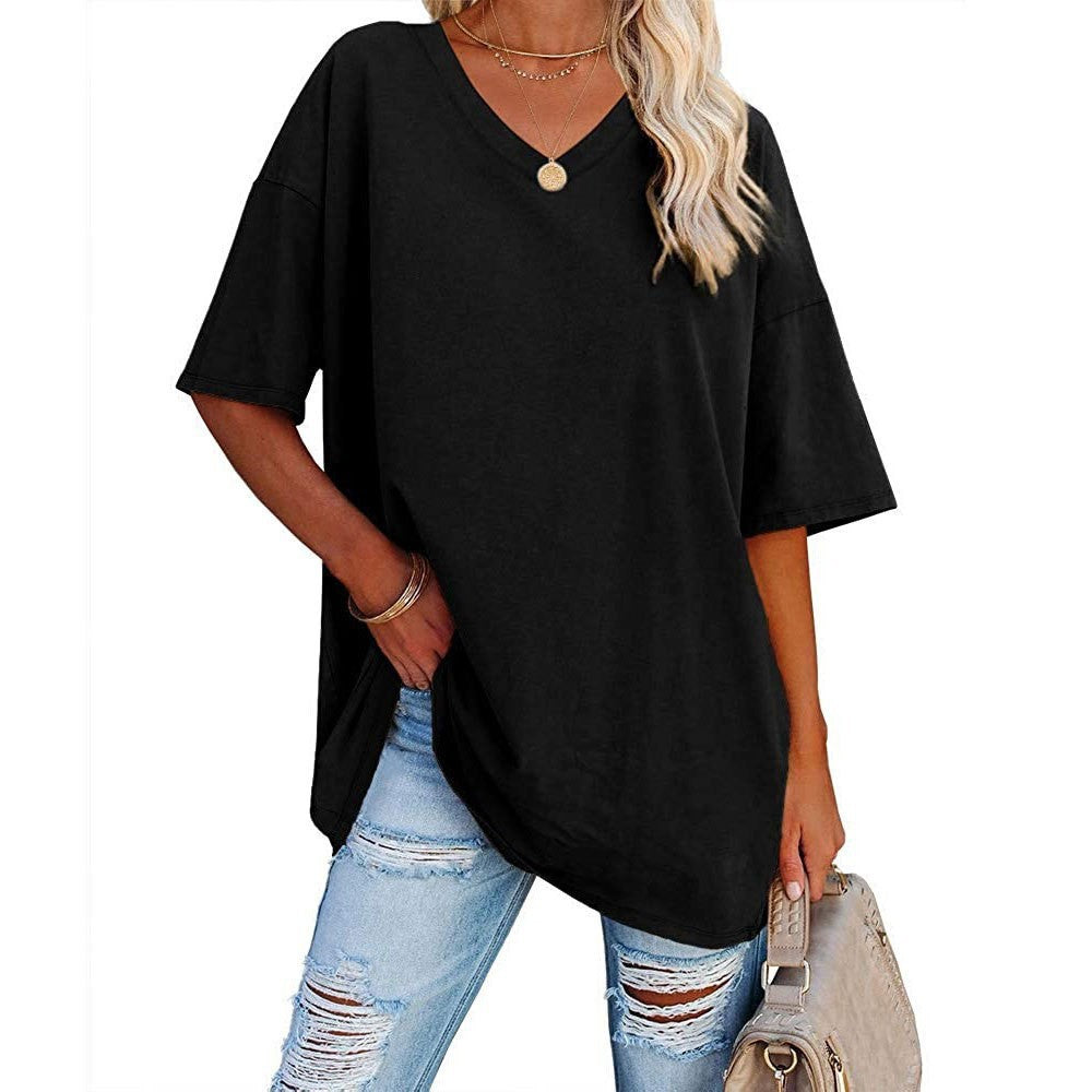 Women's Loose Half Sleeve V-neck Waist Blouses