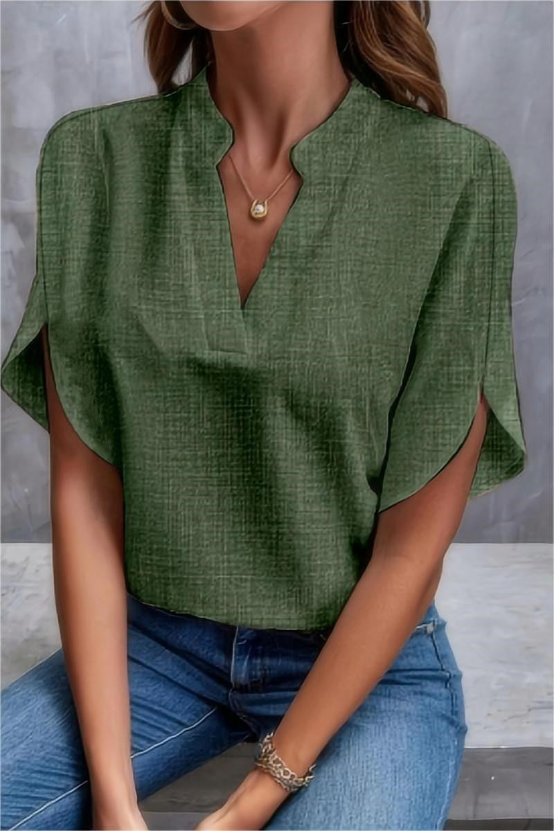 Women's Summer Solid Color Loose Linen Shirt Blouses