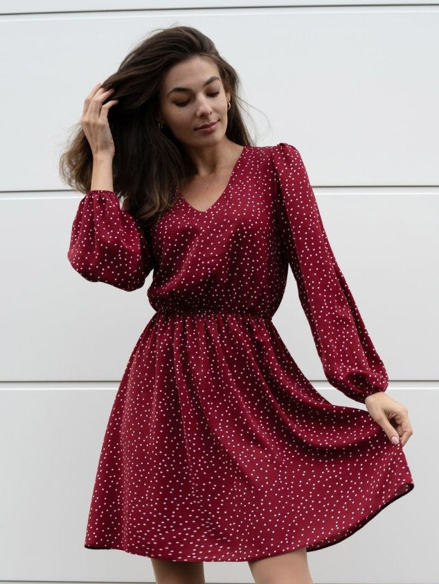 Women's Fashion Long Sleeve Polka Dot Casual Dresses