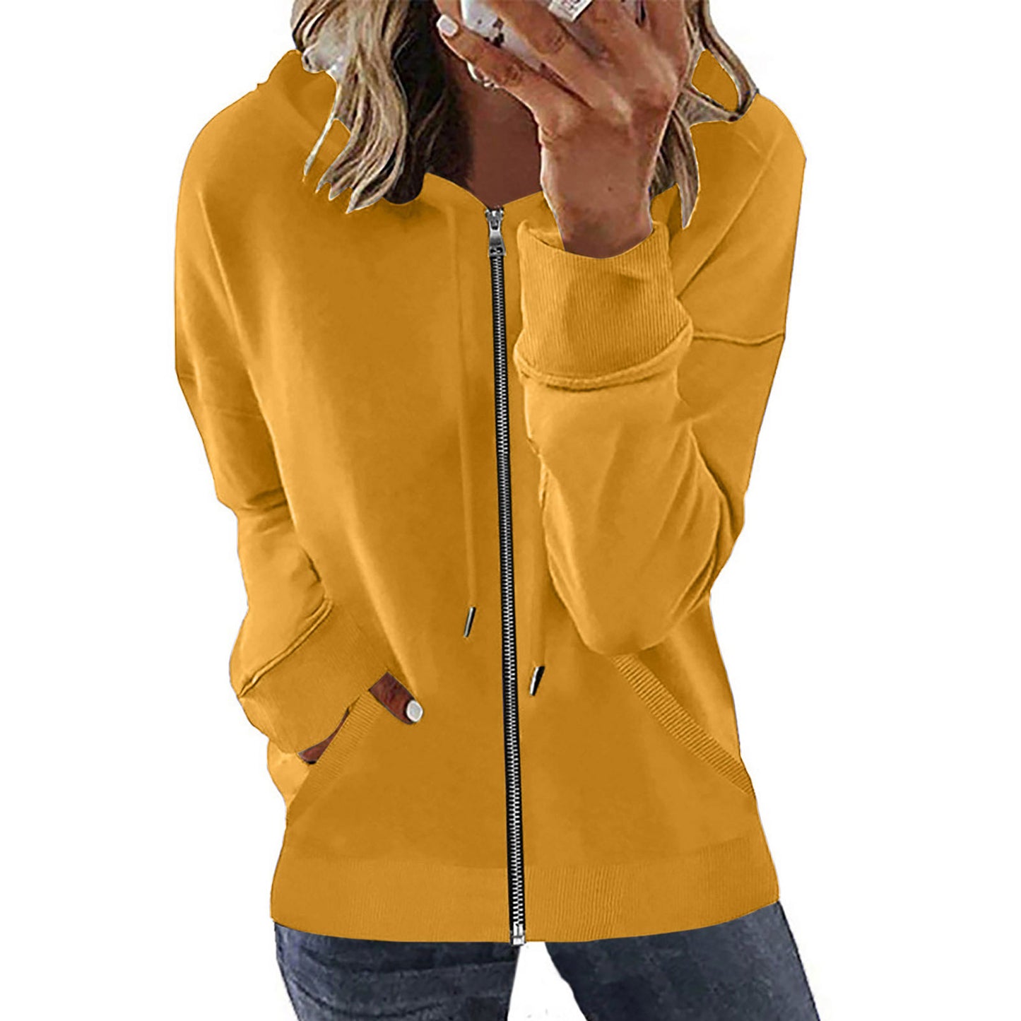 Women's Autumn Pocket Long Sleeve Hooded Tracksuit Sweaters