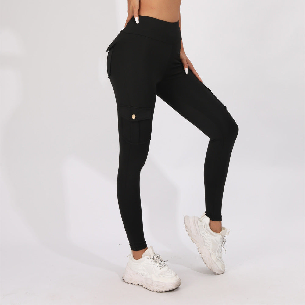 Button Pocket Sports Brushed Nude Feel Legging