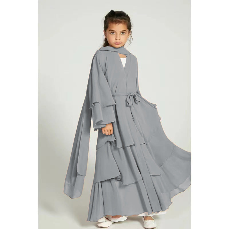 Children's Elegant Chiffon Dress Without Headscarf Clothing