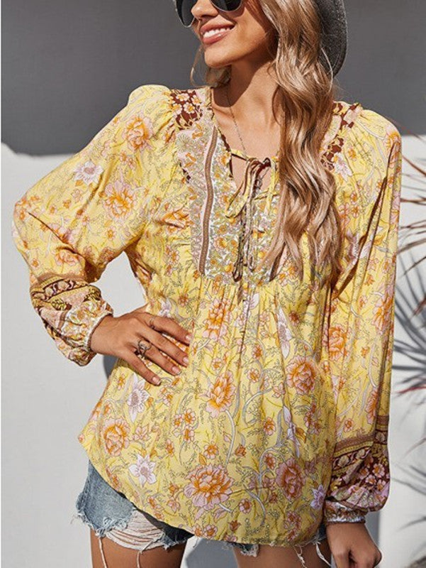 Women's Printed Casual Loose Thin T-shirt Blouses