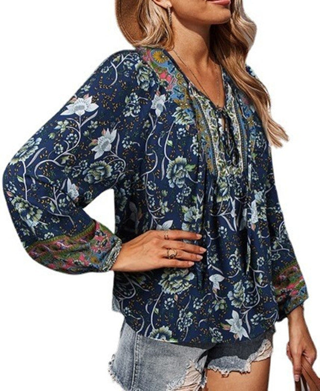 Women's Printed Casual Loose Thin T-shirt Blouses