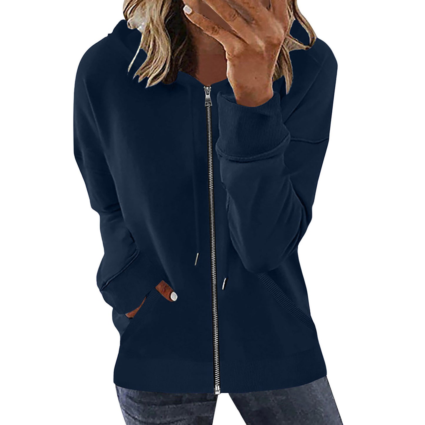 Women's Autumn Pocket Long Sleeve Hooded Tracksuit Sweaters