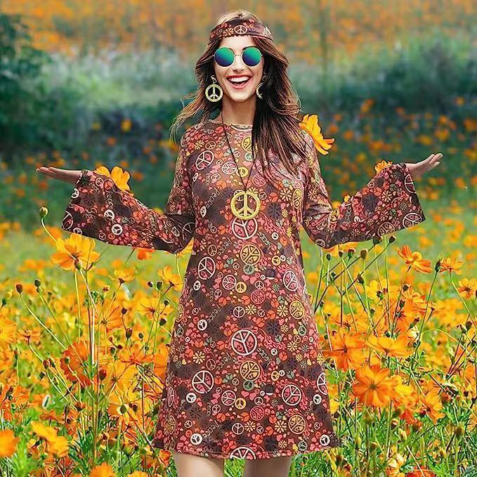 Women's Halloween Vintage Hippie Lace Turban Lady Dresses