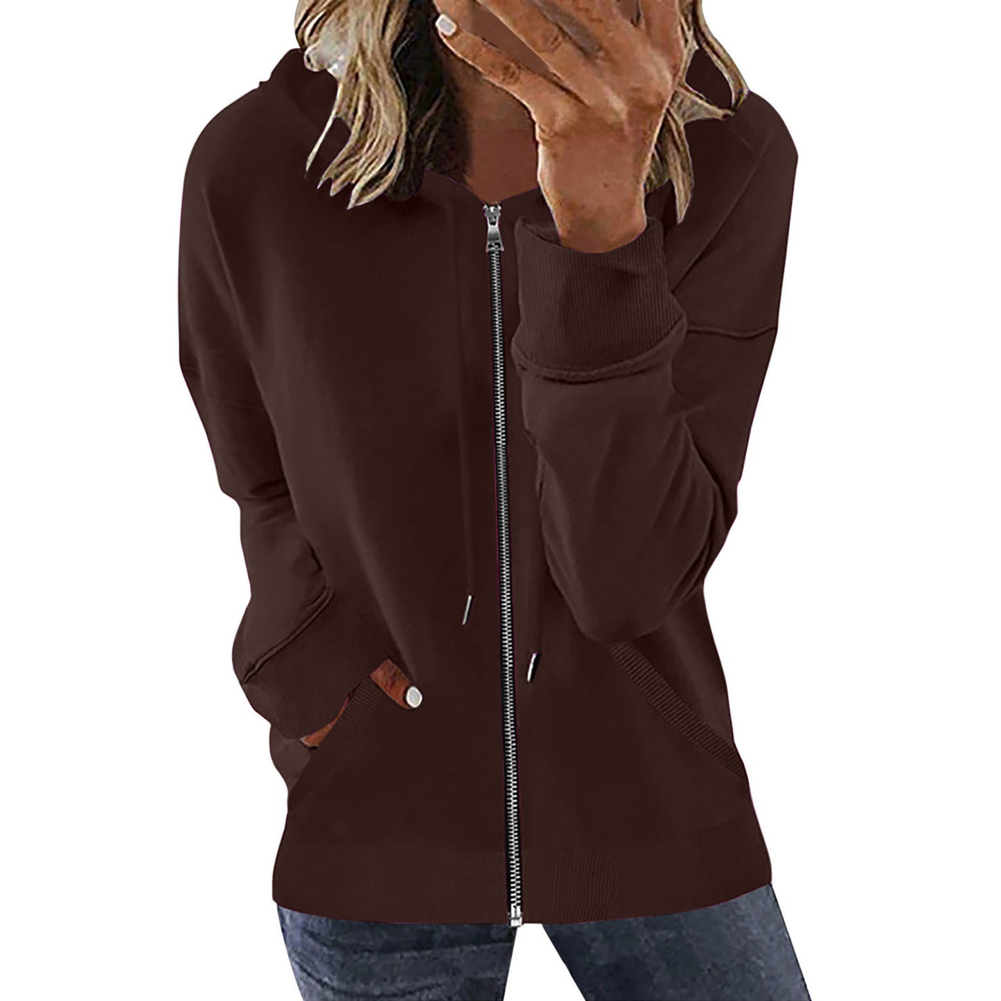 Women's Autumn Pocket Long Sleeve Hooded Tracksuit Sweaters